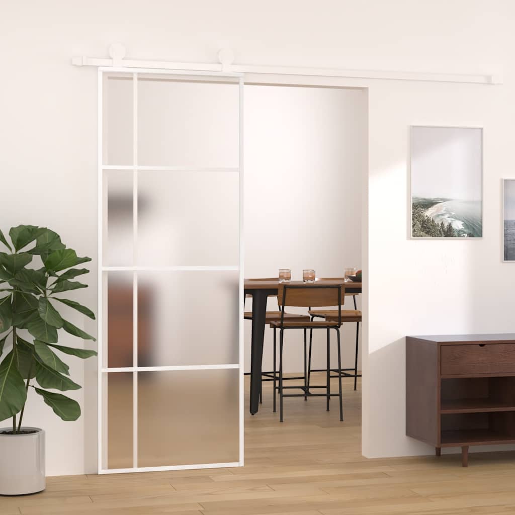 Skjutdörr frostat ESG-glas och aluminium