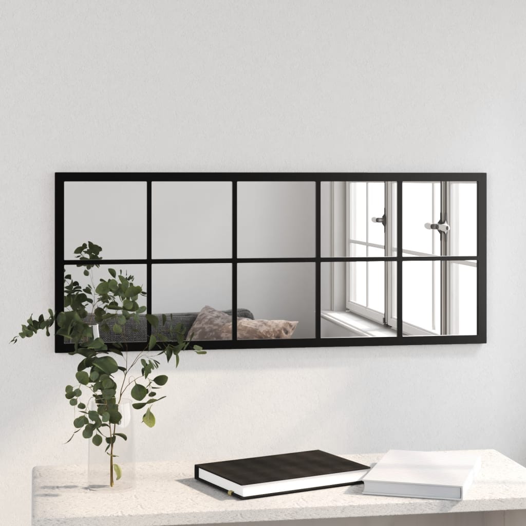Väggspegel Svart 100x40 Cm Metall