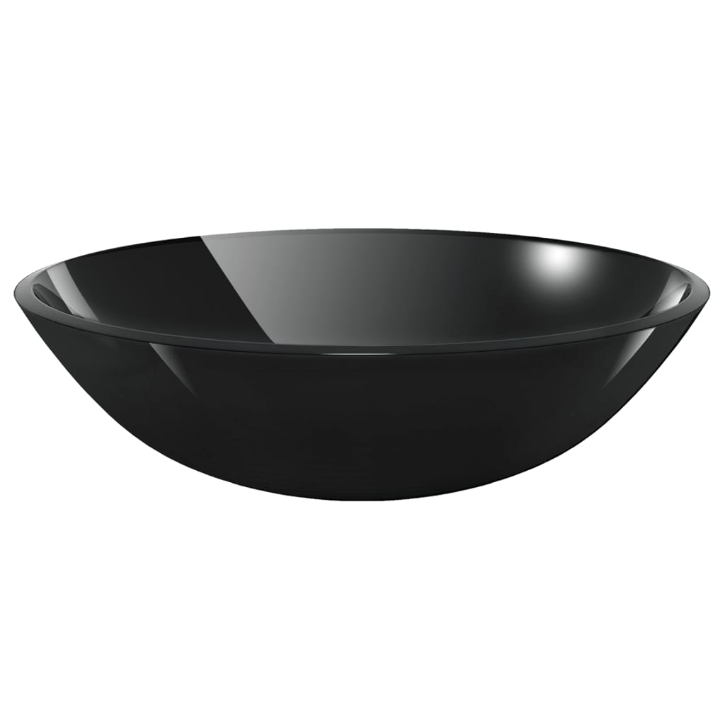 Handfat med kran och tryckavlopp härdat glas
