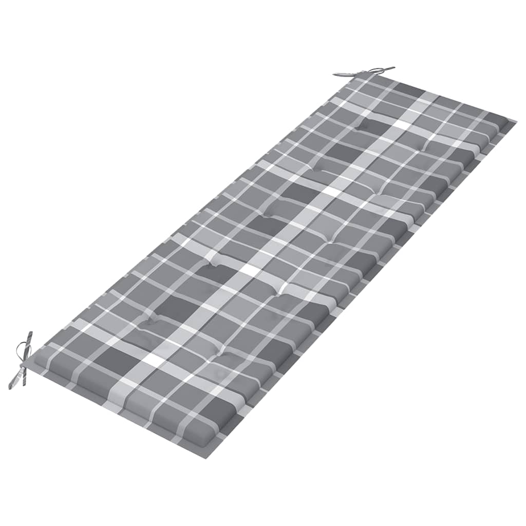 Bataviabänk med grårutig dyna 150 cm massiv teak