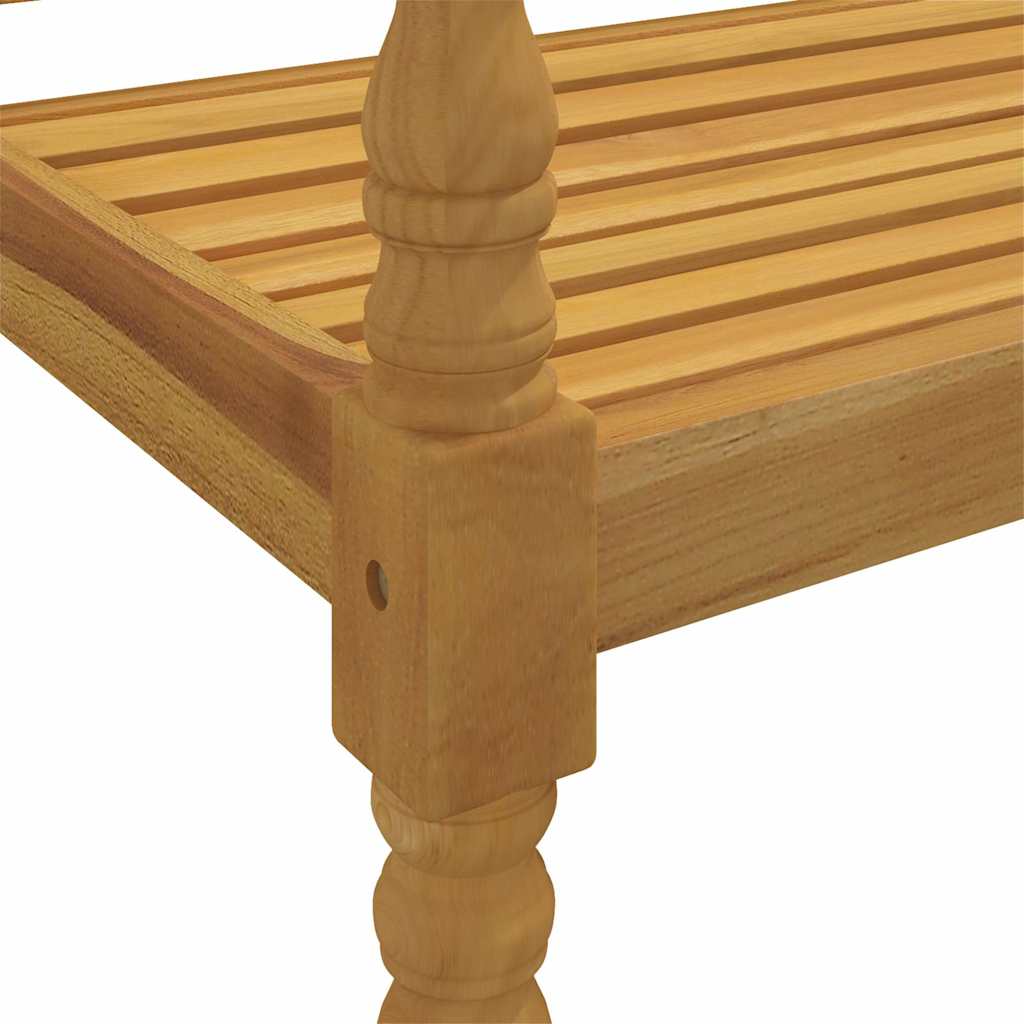 Bataviabänk med grårutig dyna 150 cm massiv teak
