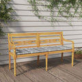Bataviabänk med grårutig dyna 150 cm massiv teak