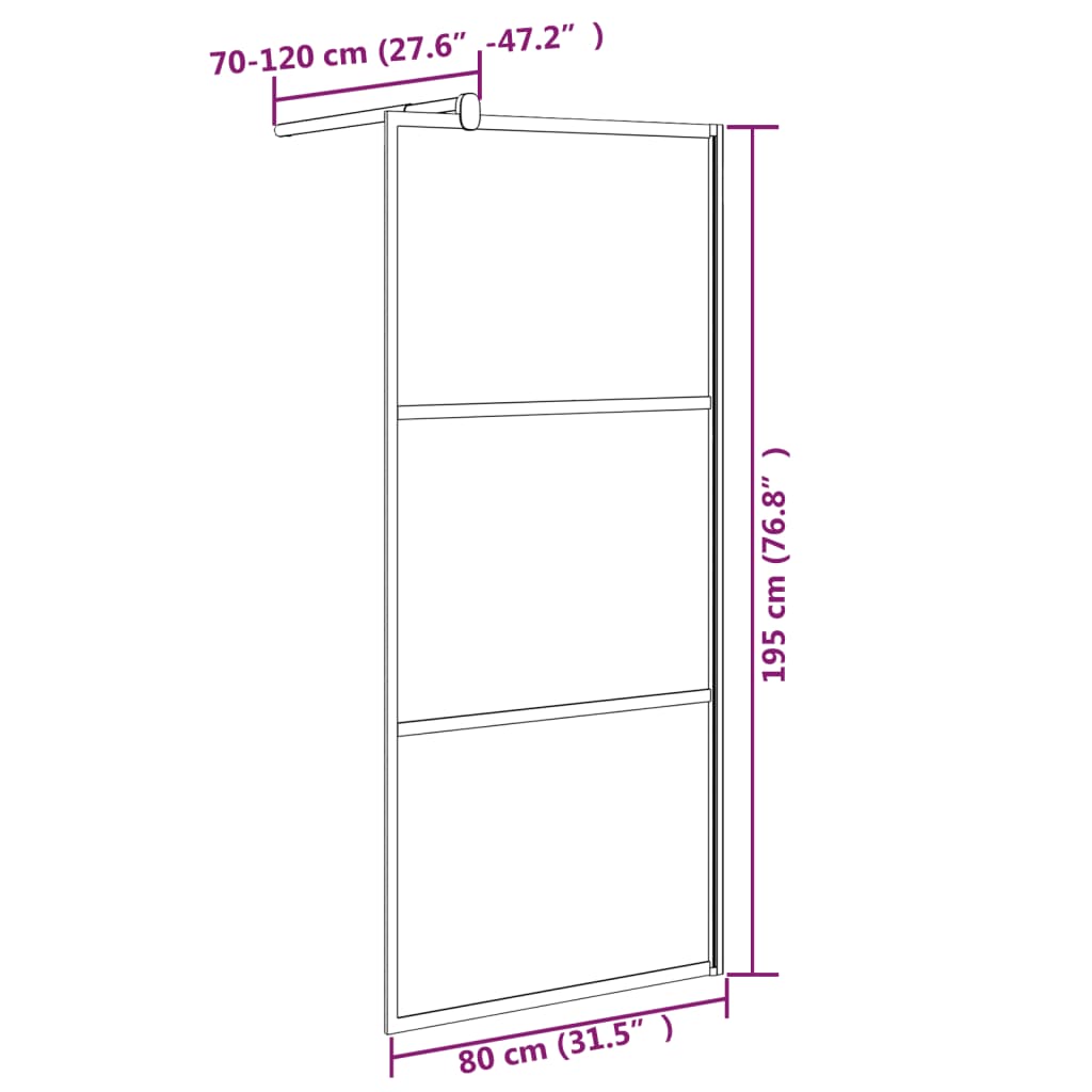 Duschvägg halvfrostat ESG-glas