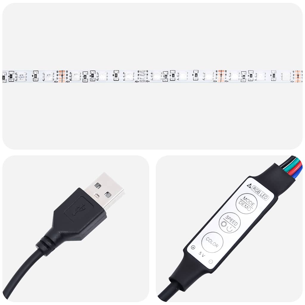 TV-bänkar med LED-belysning rökfärgad ek