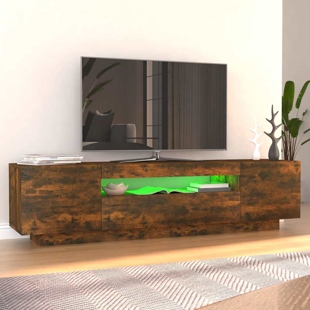 TV-bänk Med LED-belysning Rökfärgad