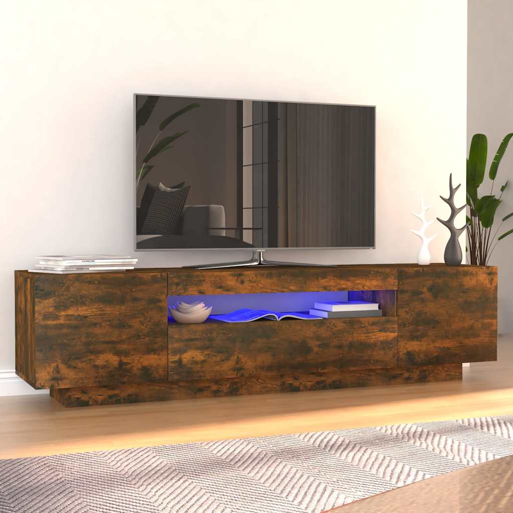 TV-bänk Med LED-belysning Rökfärgad
