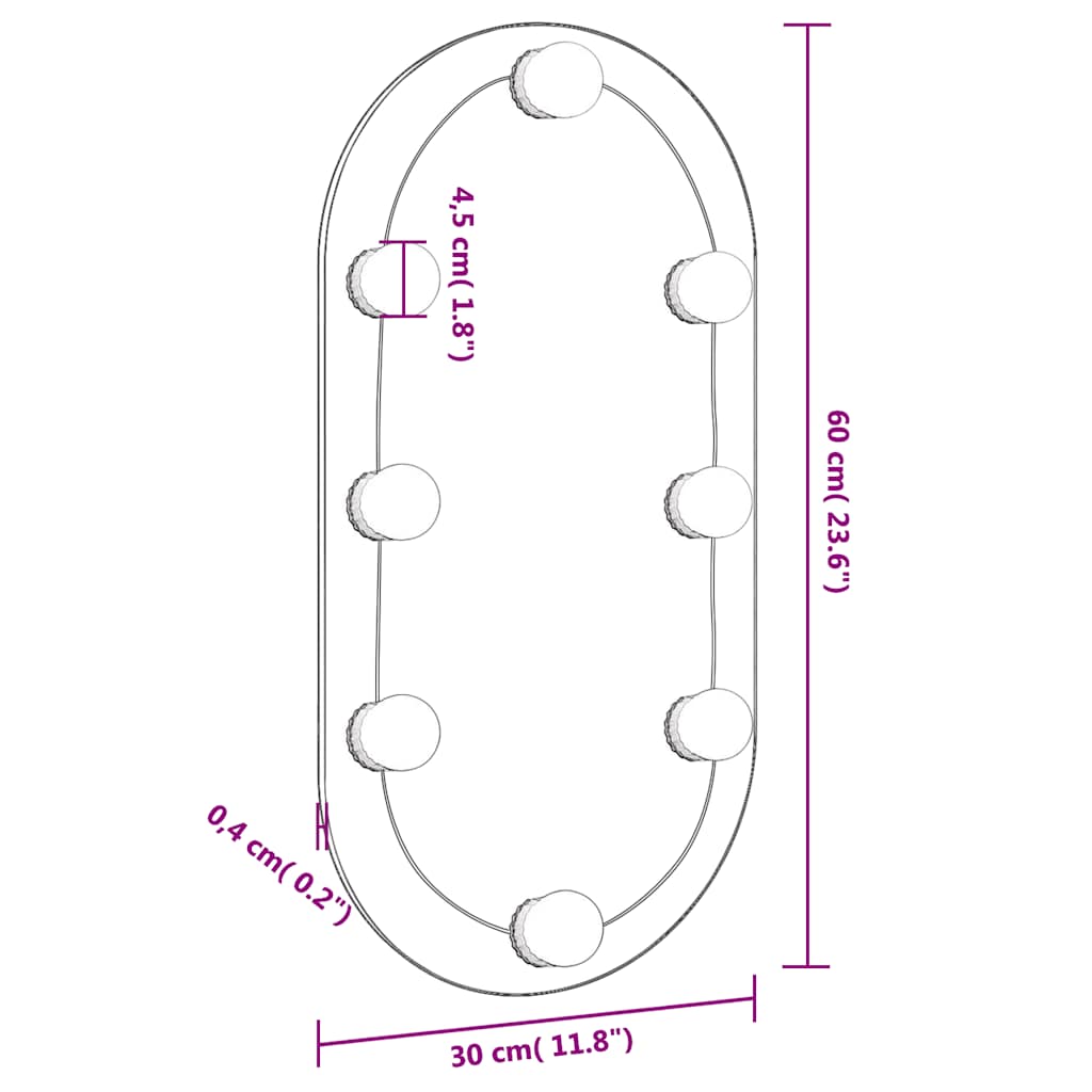 Spegel Med LED-lampor Oval