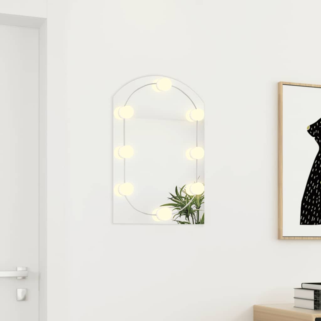 Spegel med Led-lampor Valvformad