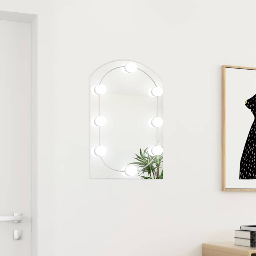 Spegel med Led-lampor Valvformad