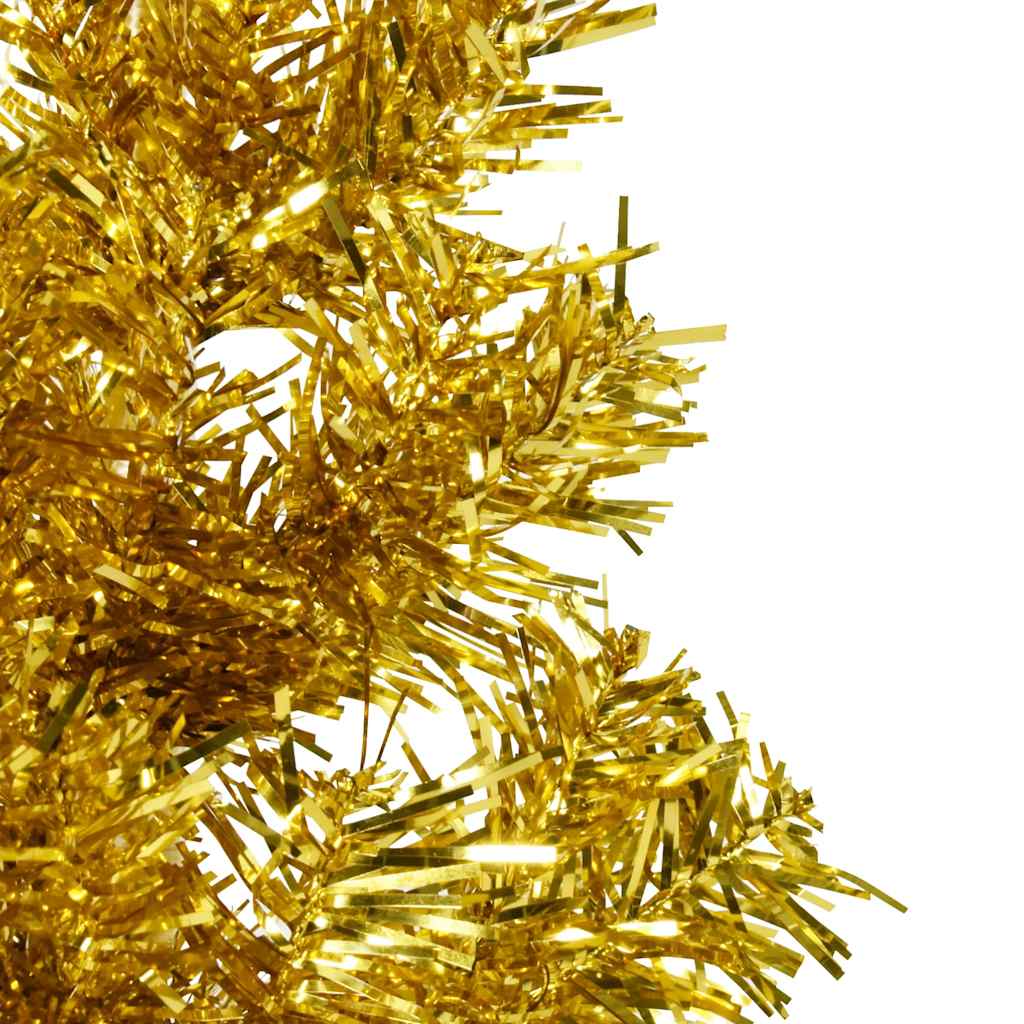 Smal Halv Plastgran med Stativ Guld
