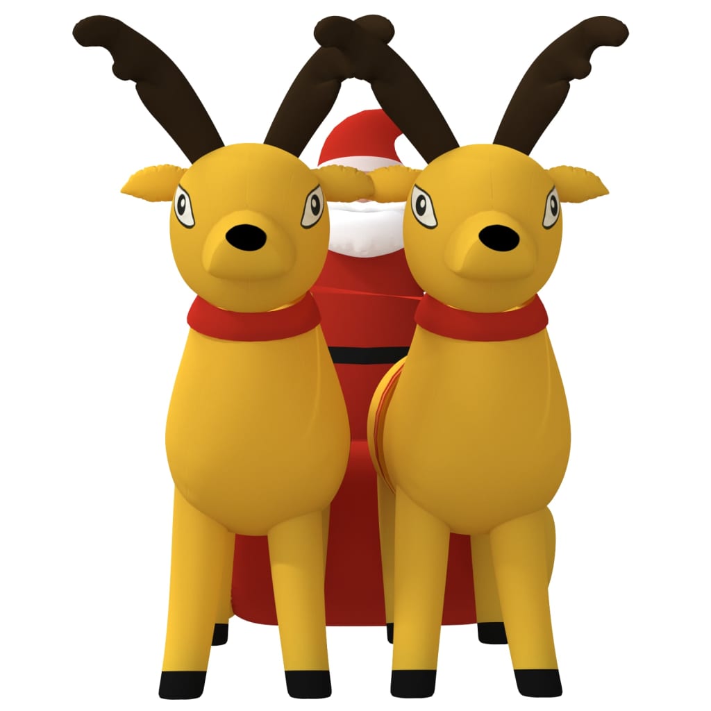 Uppblåsbar juldekoration tomte och ren LED