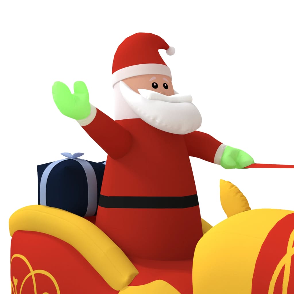 Uppblåsbar juldekoration tomte och ren LED