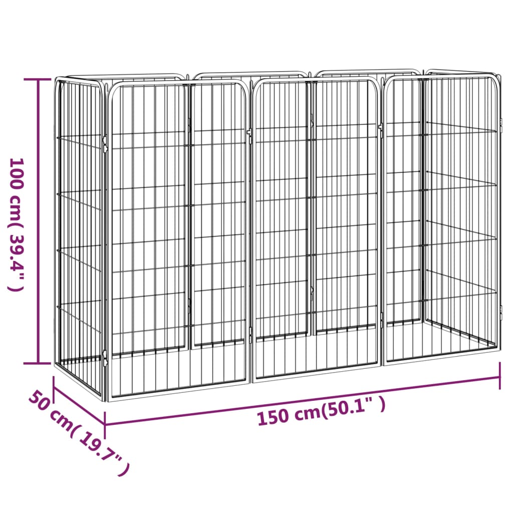 Hundbur 8-paneler Pulverlackerat