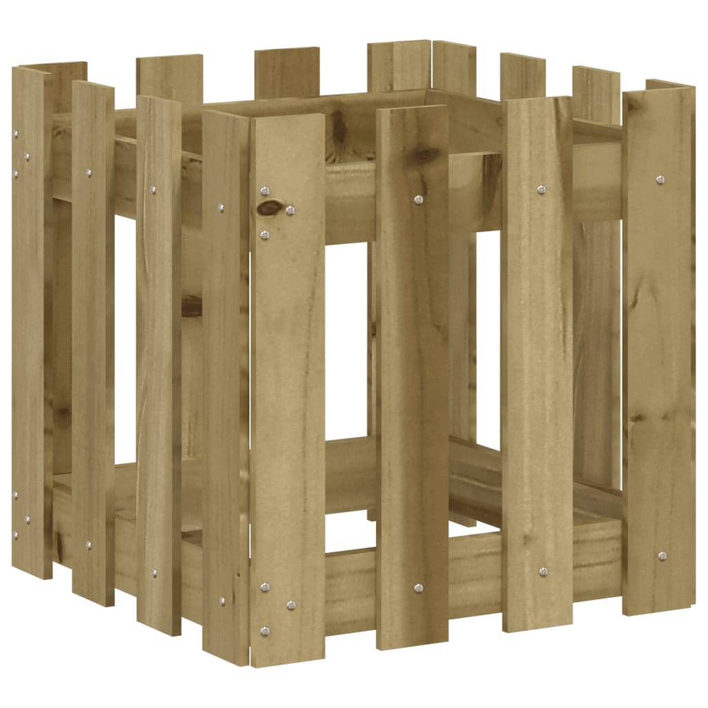 Odlingslåda med Staket-design Impregnerat