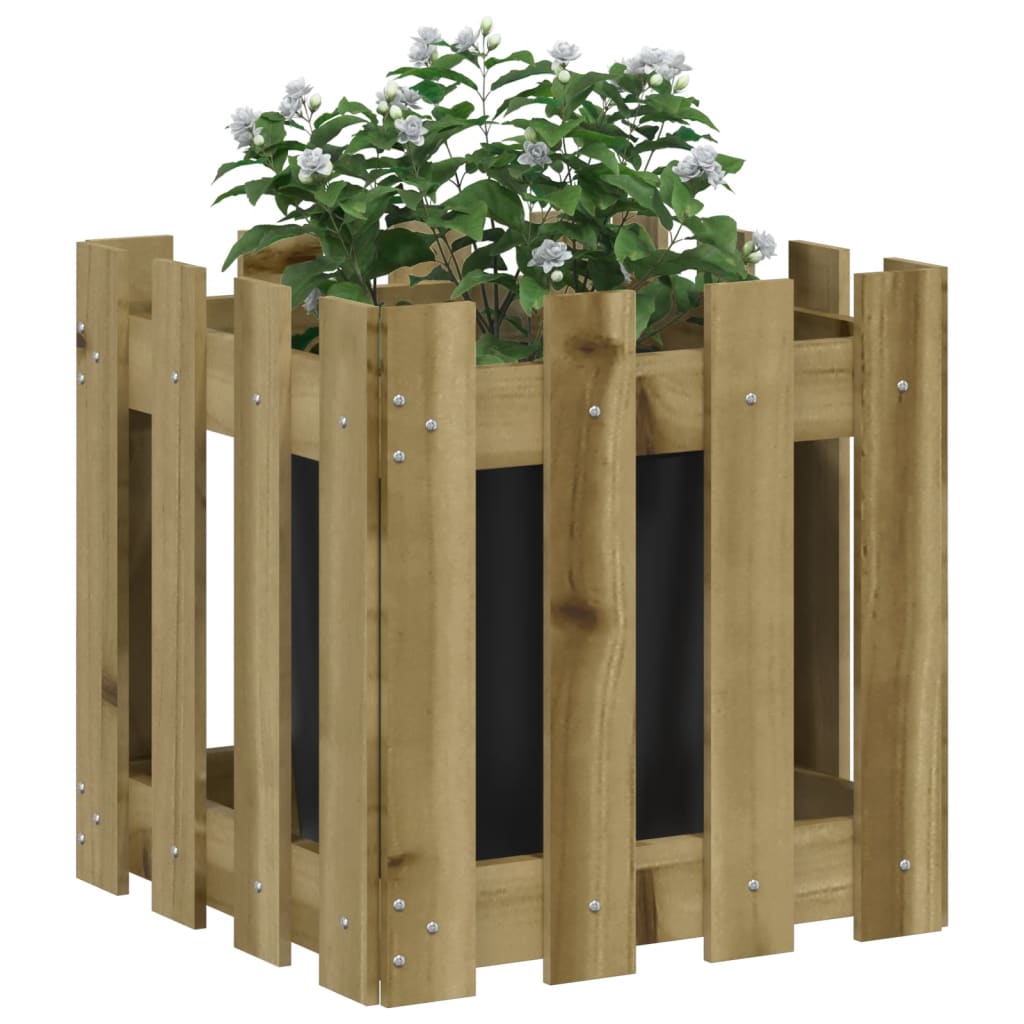 Odlingslåda med Staket-design Impregnerat
