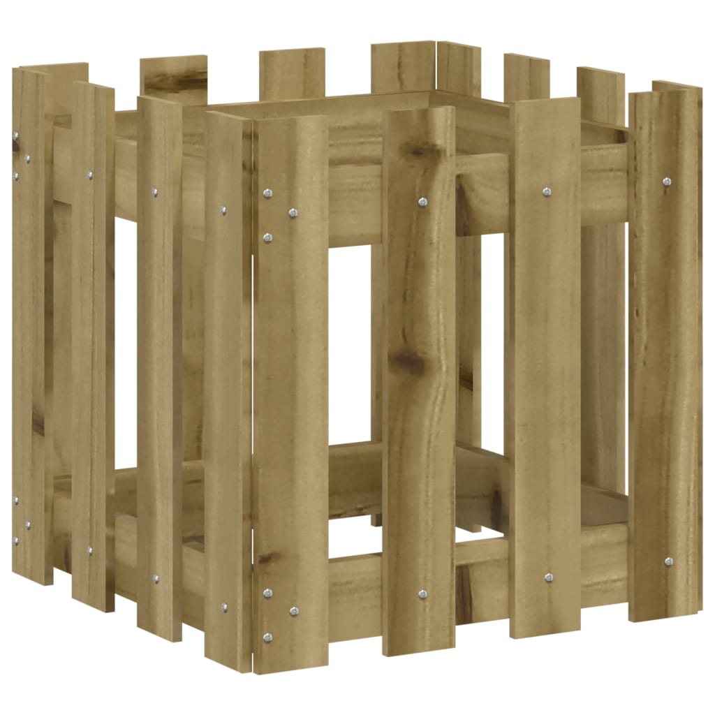 Odlingslåda med Staket-design Impregnerat