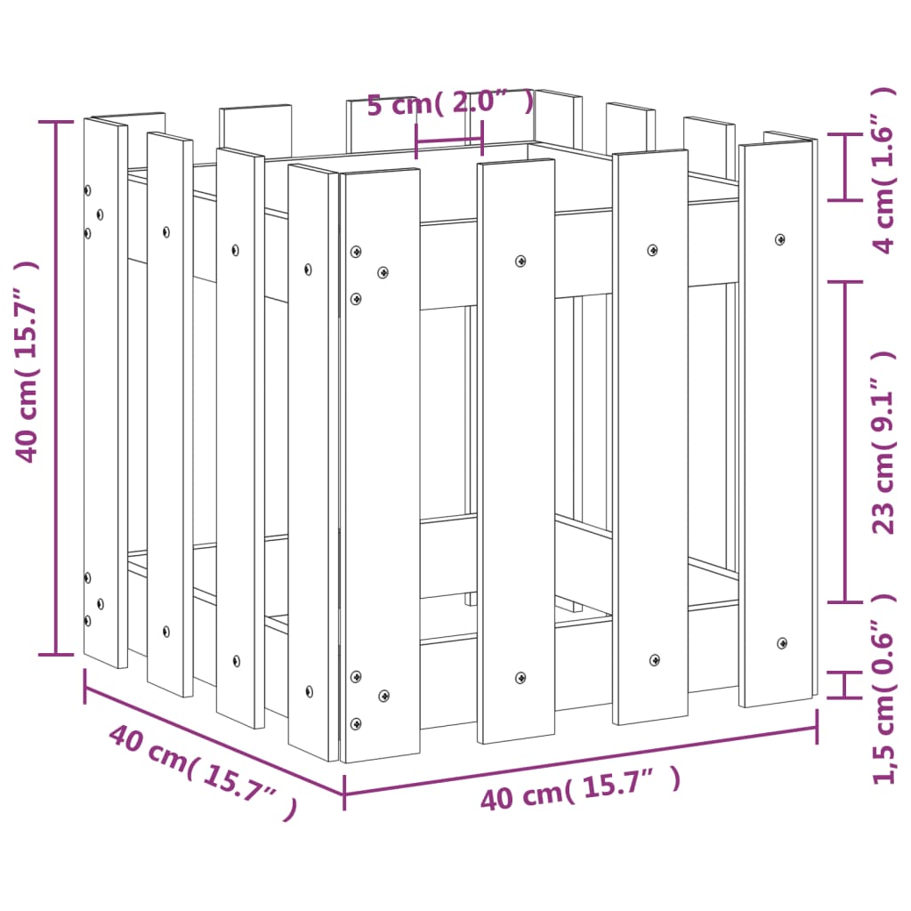 Odlingslåda med Staket-design Impregnerat