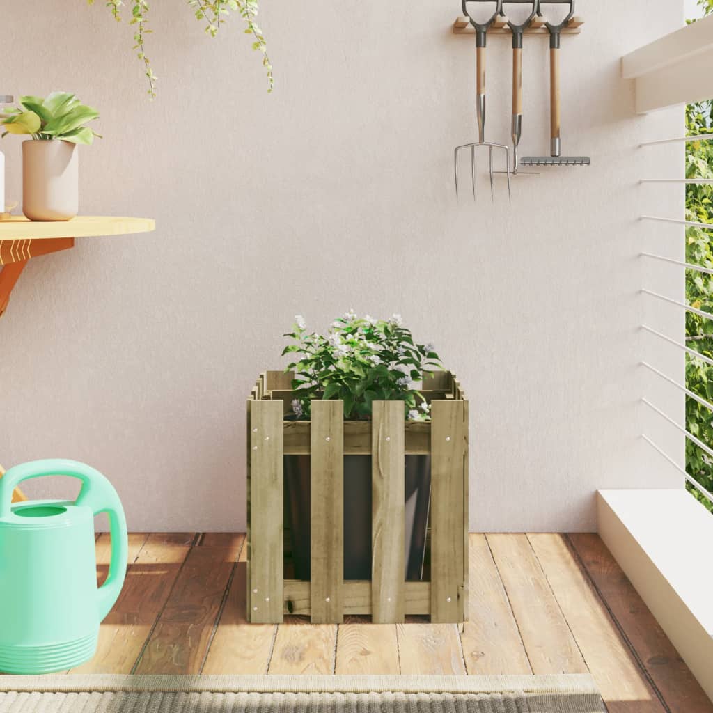 Odlingslåda med Staket-design Impregnerat
