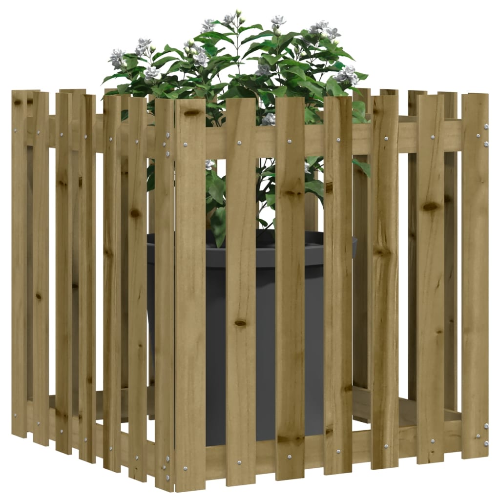 Odlingslåda med Staket-design Impregnerat
