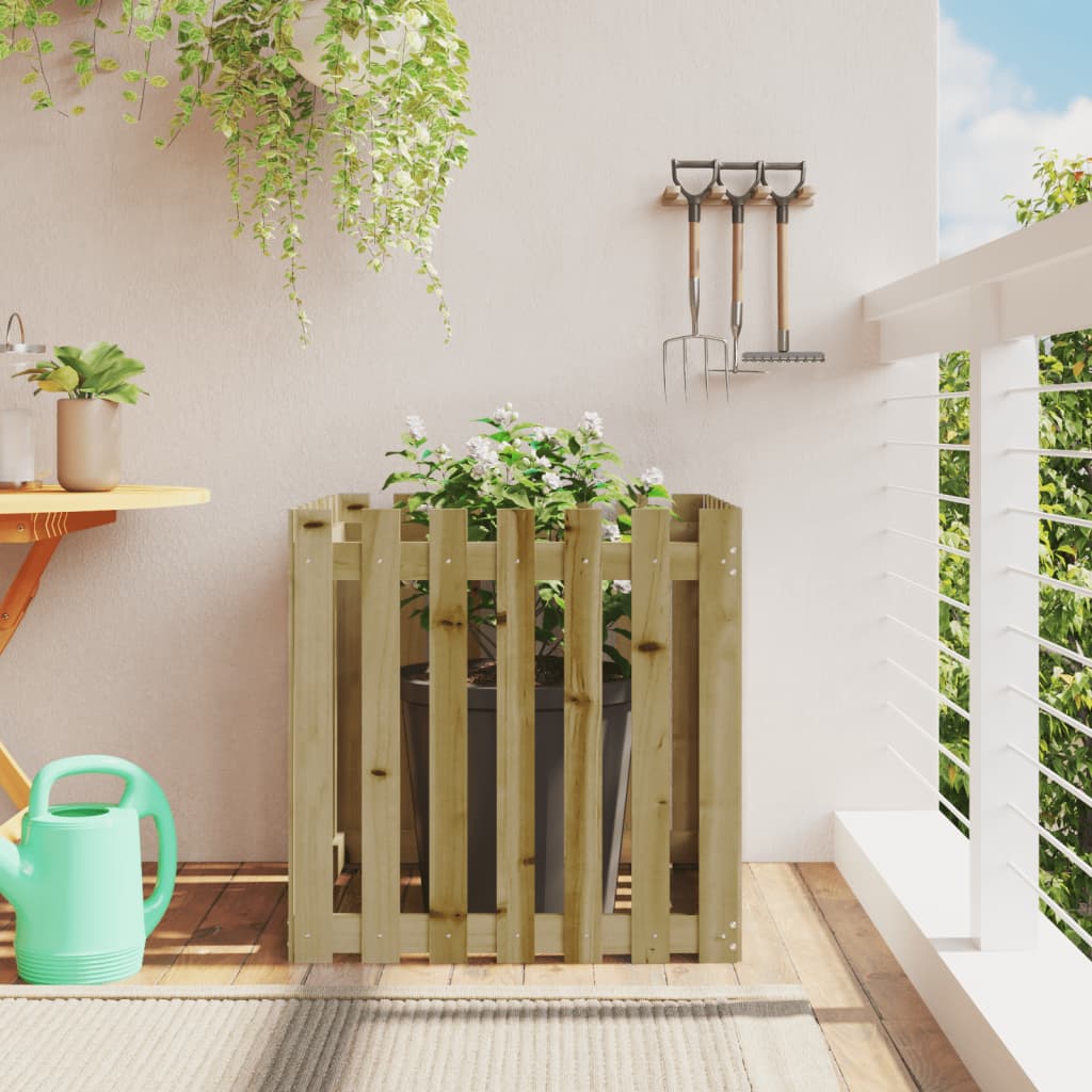 Odlingslåda med Staket-design Impregnerat