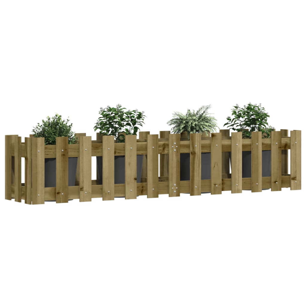 Odlingslåda med Staket-design Impregnerad