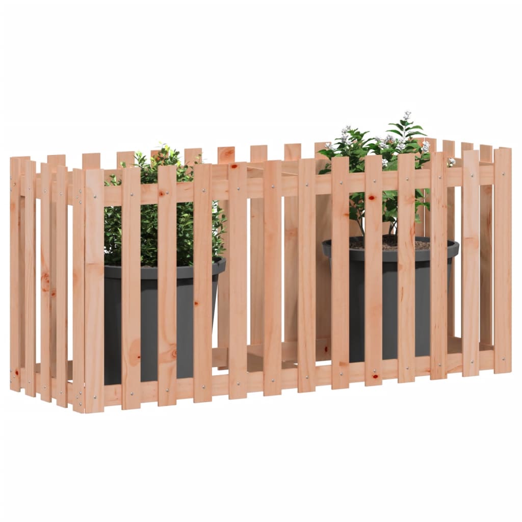 Odlingslåda med Staket-design Massivt Douglasträ