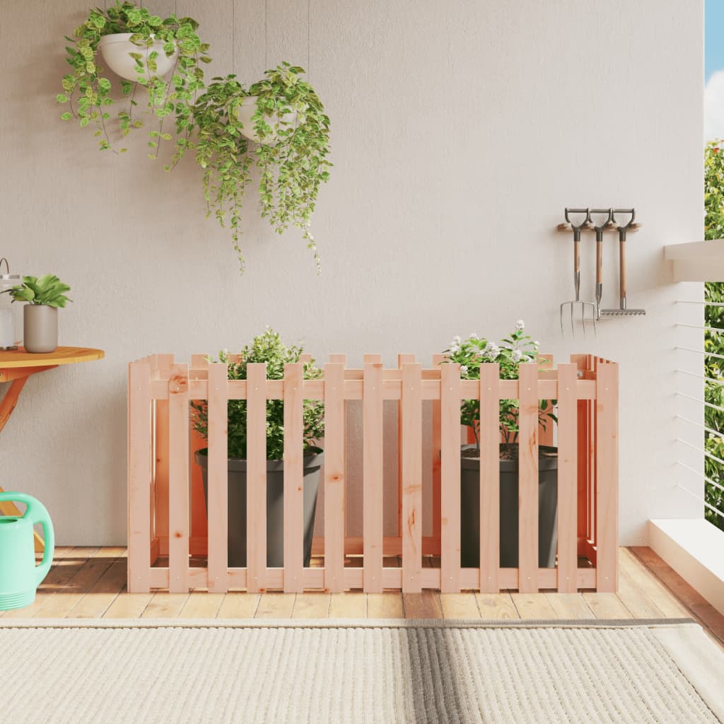 Odlingslåda med Staket-design Massivt Douglasträ