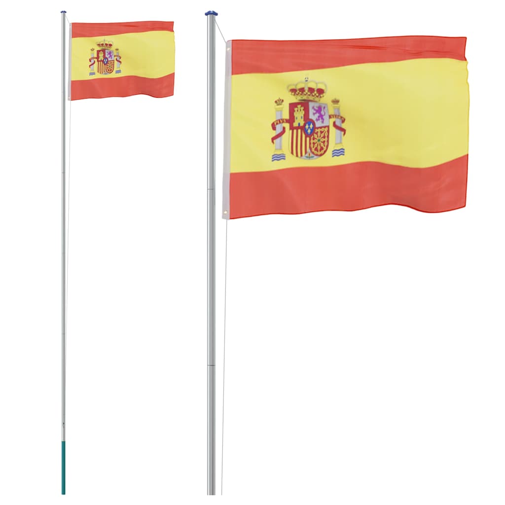 Spaniens Flagga Och Flaggstång