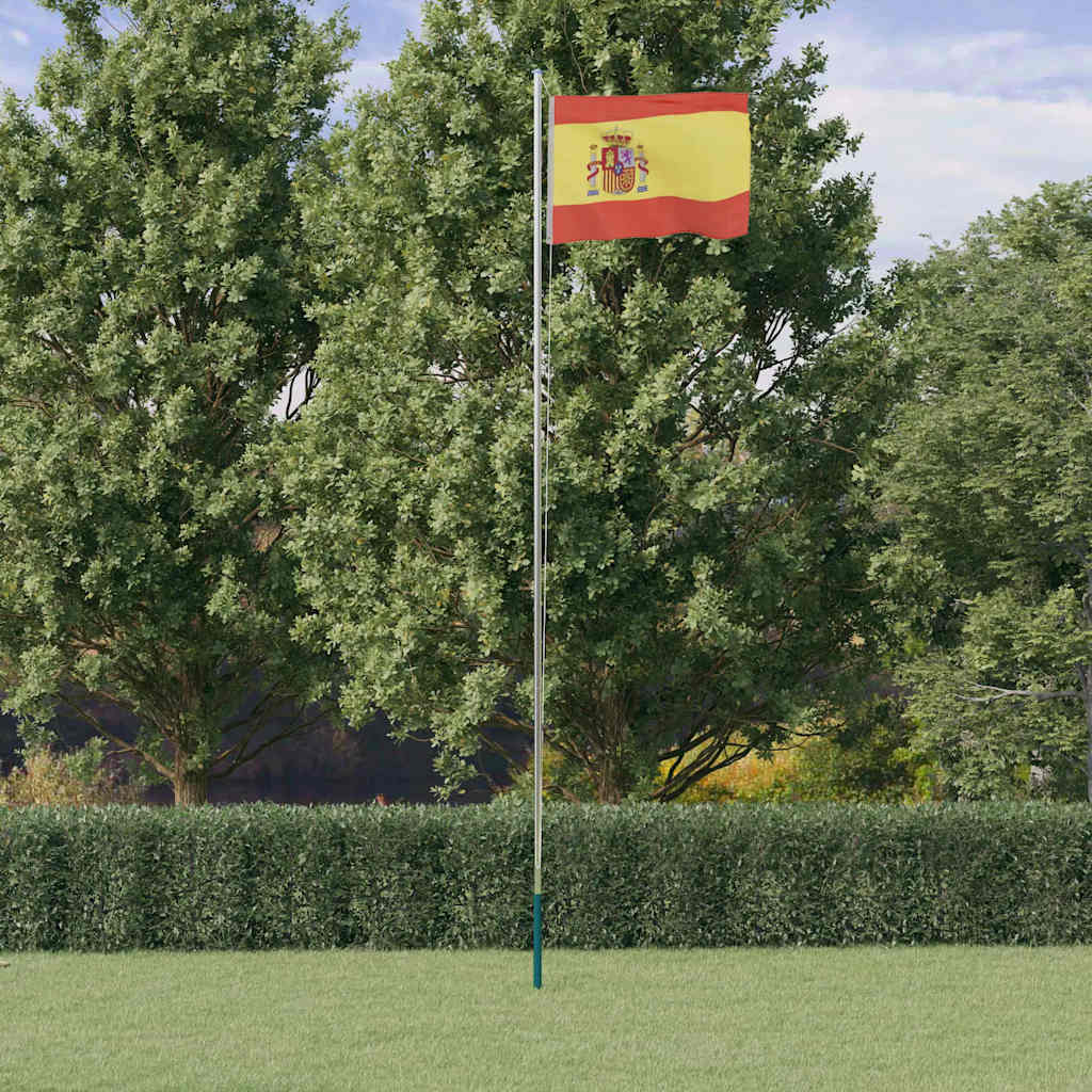 Spaniens Flagga Och Flaggstång