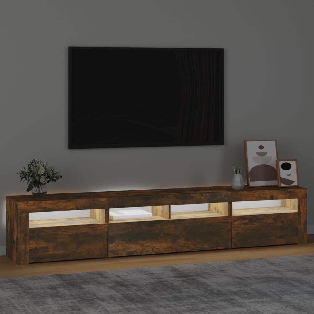 TV-bänk Med LED-belysning Rökfärgad