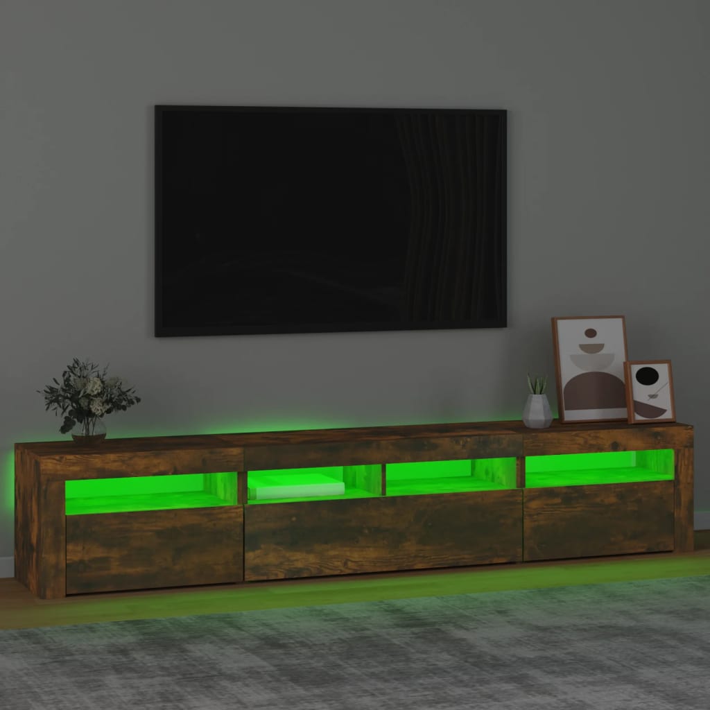 TV-bänk Med LED-belysning Rökfärgad