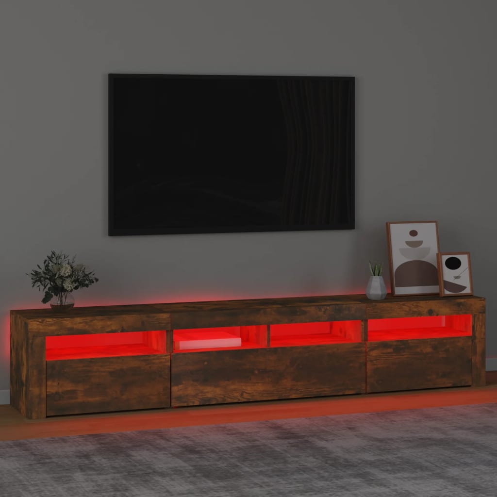 TV-bänk Med LED-belysning Rökfärgad
