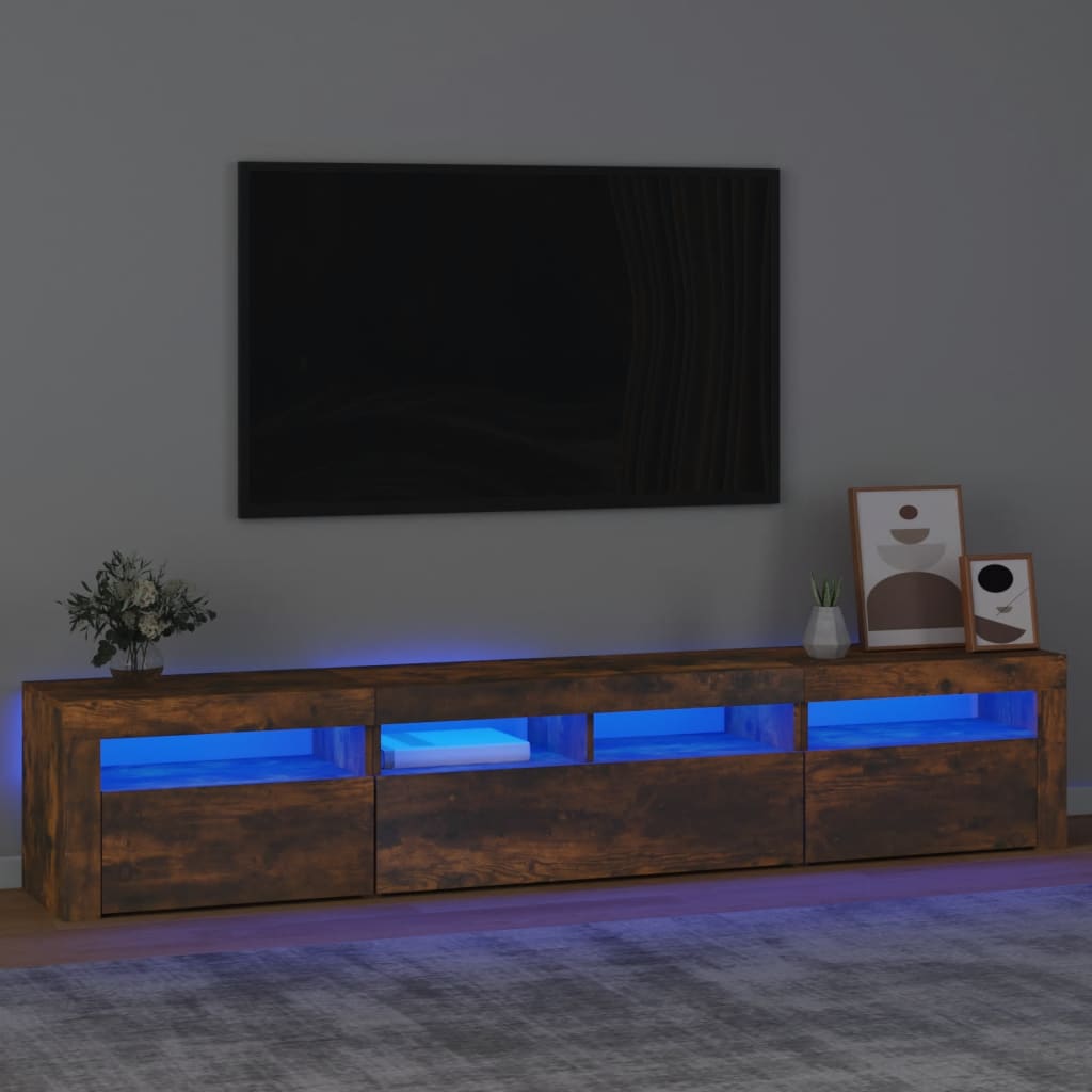 TV-bänk Med LED-belysning Rökfärgad