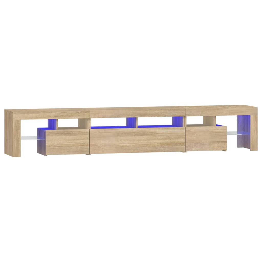 Tv-bänk med LED-belysning ek