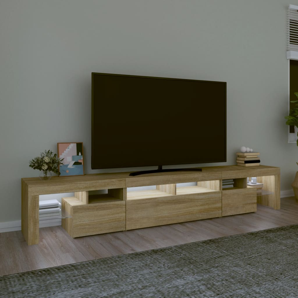 Tv-bänk med LED-belysning ek