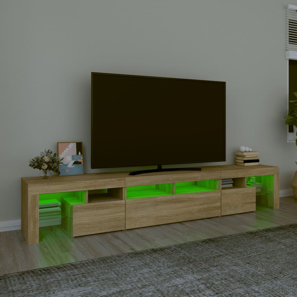 Tv-bänk med LED-belysning ek