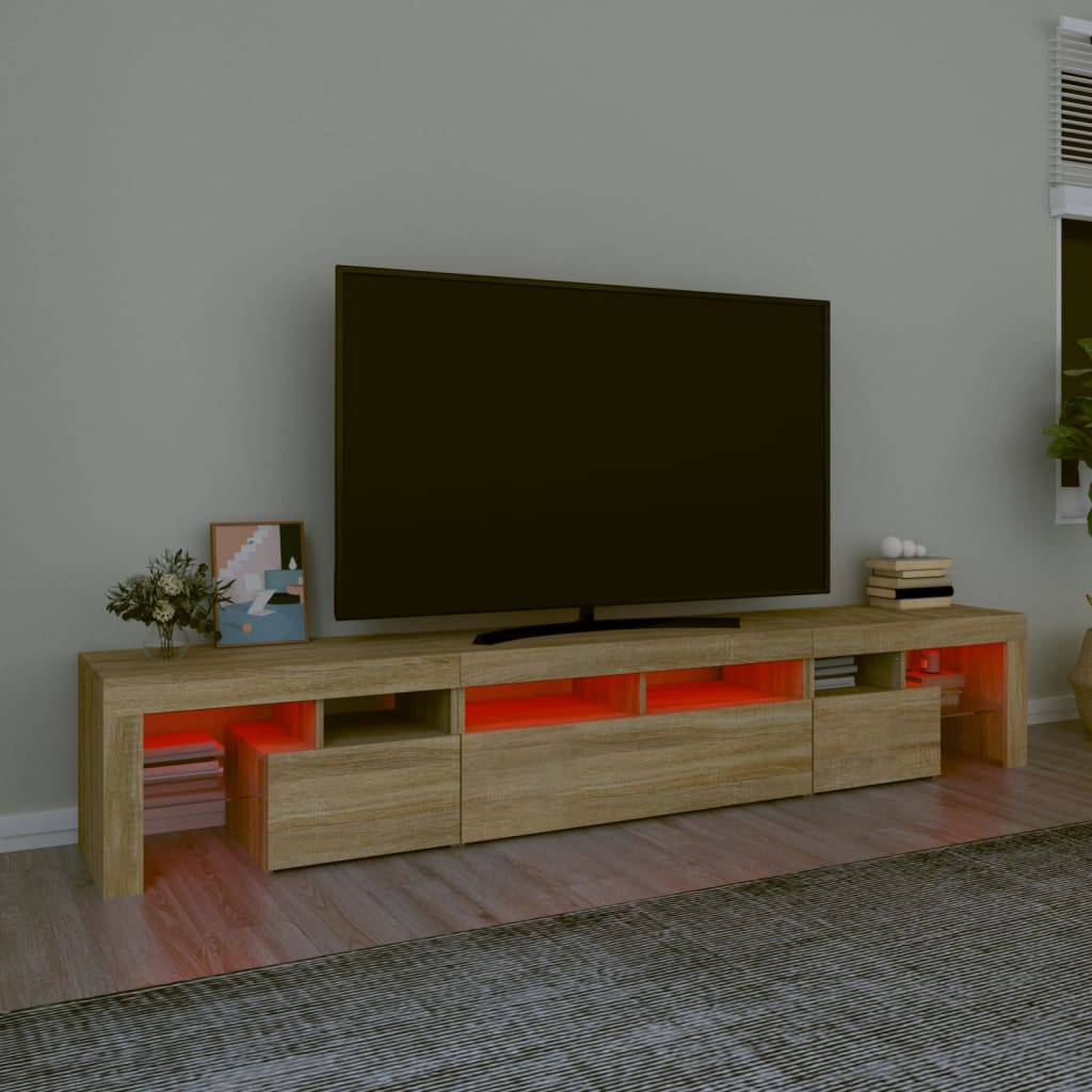 Tv-bänk med LED-belysning ek