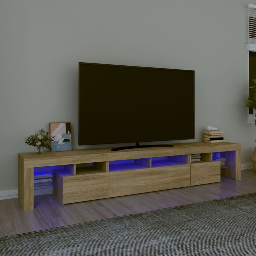 Tv-bänk med LED-belysning ek