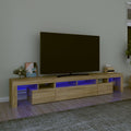 Tv-bänk med LED-belysning ek