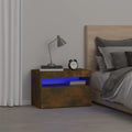 Sängbord Med LED-belysning Rökfärgad