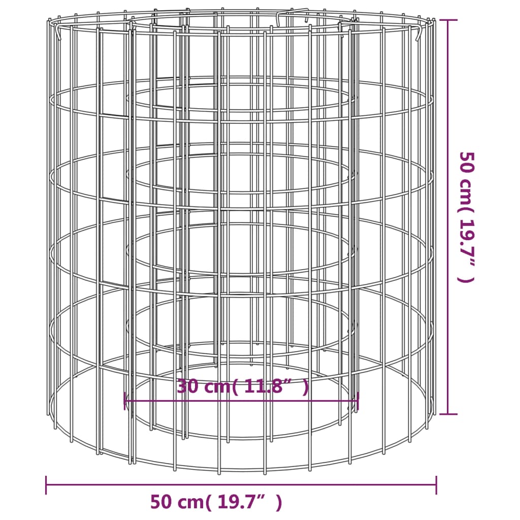 Gabion för eldstad Ø 50 cm galvaniserat järn