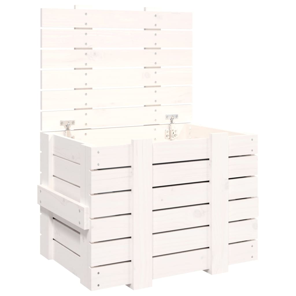 Förvaringslåda Vit 58x40,5x42 Cm Massiv Furu
