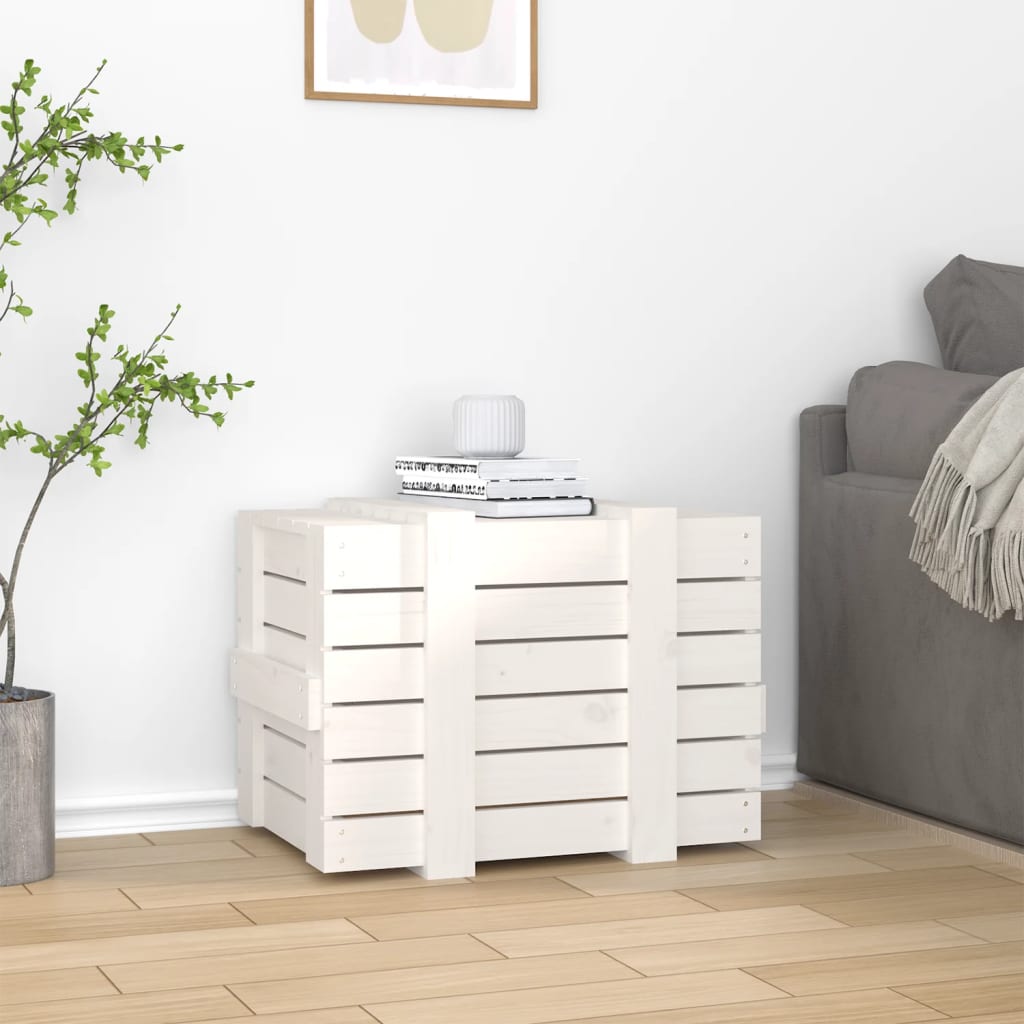 Förvaringslåda Vit 58x40,5x42 Cm Massiv Furu