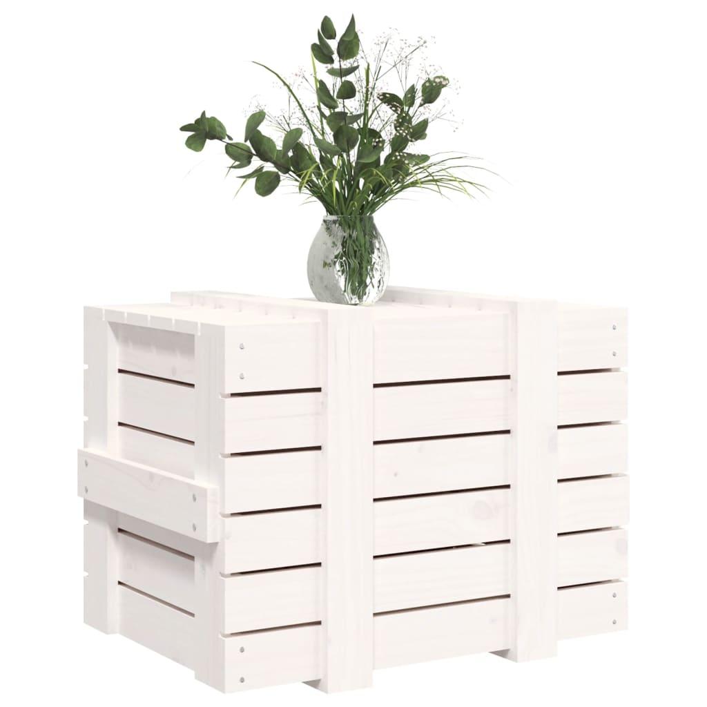 Förvaringslåda Vit 58x40,5x42 Cm Massiv Furu