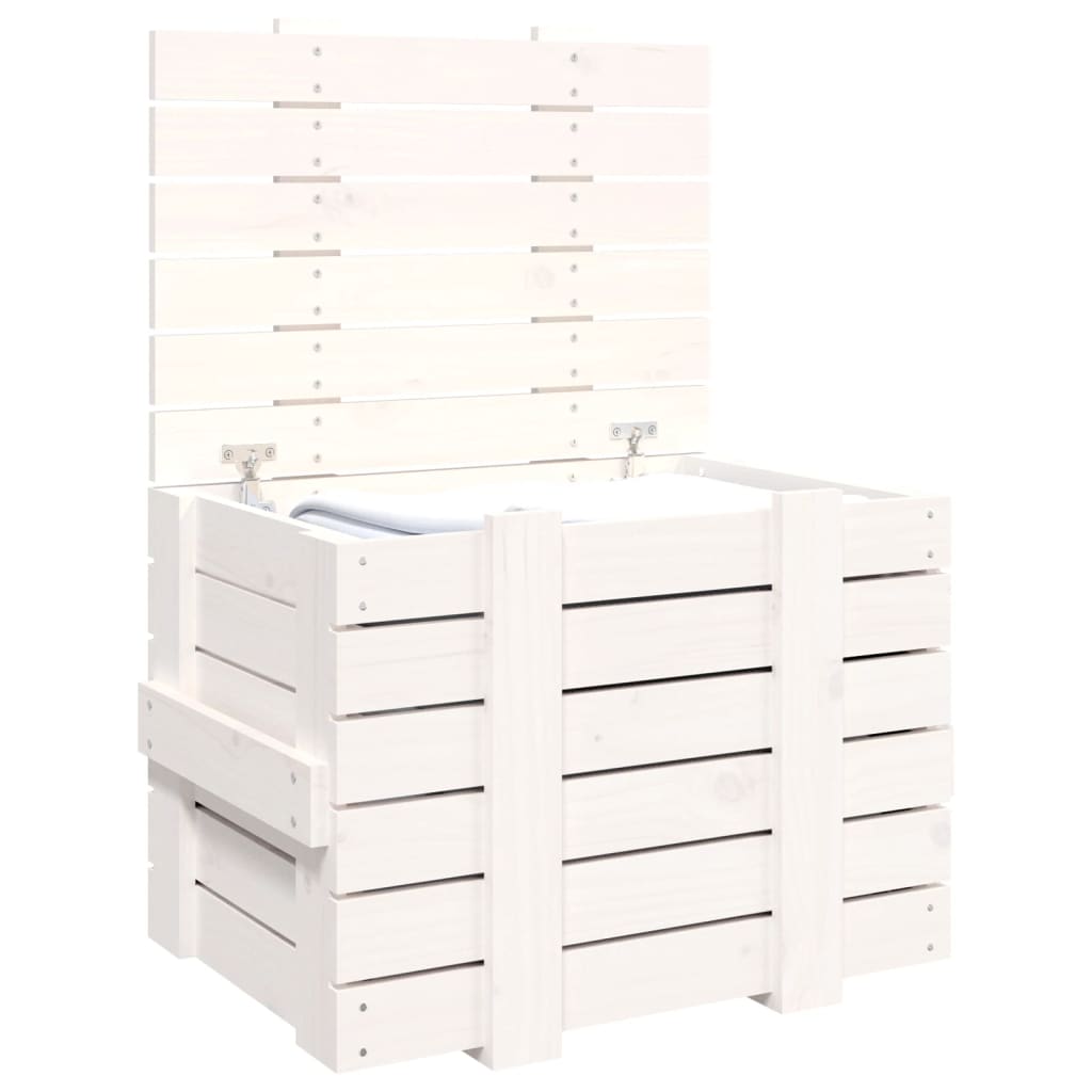 Förvaringslåda Vit 58x40,5x42 Cm Massiv Furu