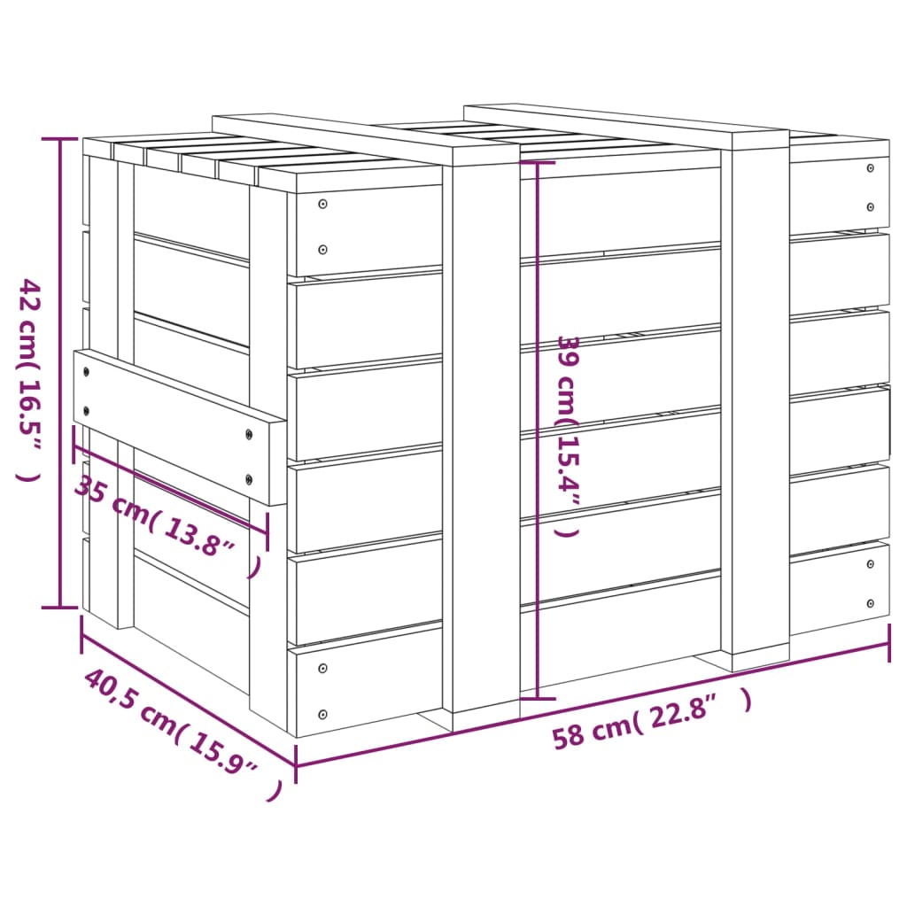 Förvaringslåda Vit 58x40,5x42 Cm Massiv Furu
