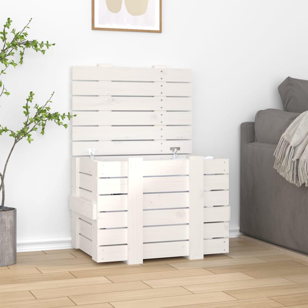 Förvaringslåda Vit 58x40,5x42 Cm Massiv Furu
