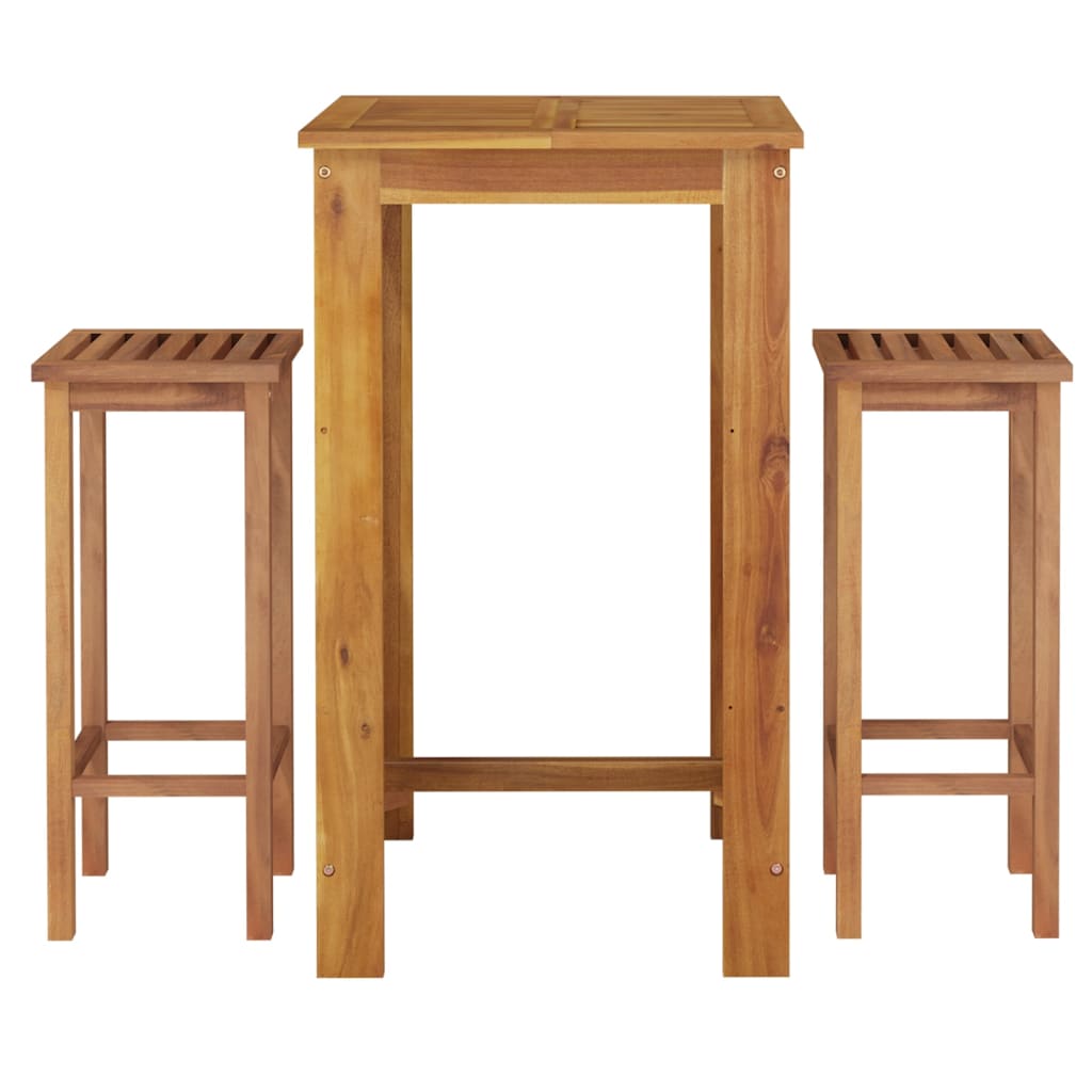Bargrupp för trädgården massivt akaciaträ
