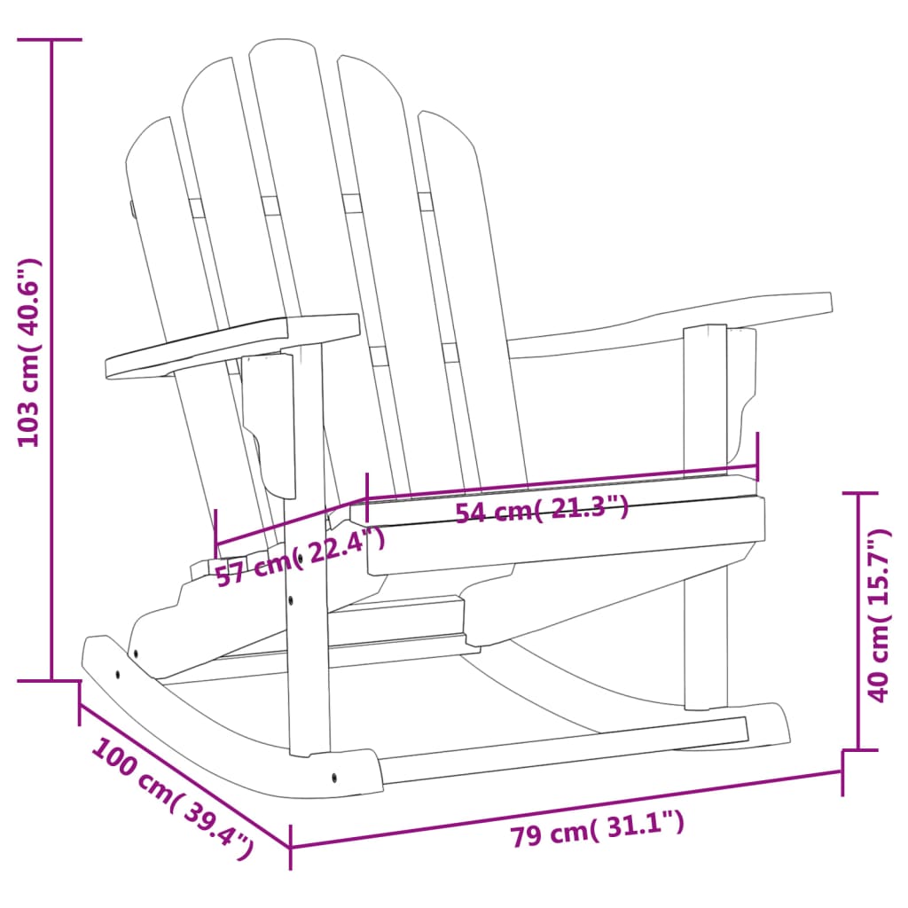 Gungstol för trädgården adirondack massiv teak