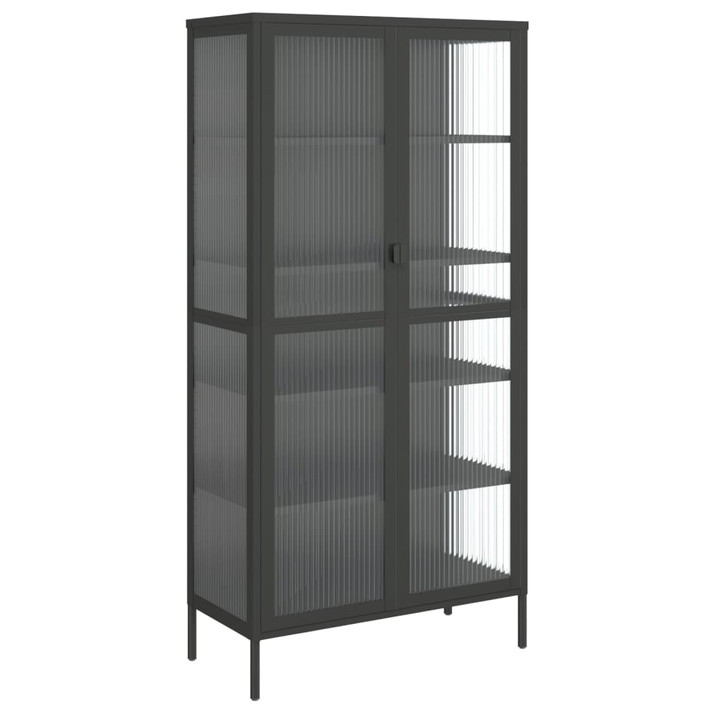Högskåp Svart 85x40x180 Cm Glas Och Stål